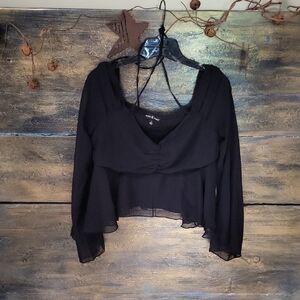 Almost Famous Sheer Tie Front Blouse